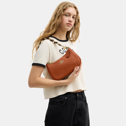 CEA66-Teri Shoulder Bag in Smooth Leather with Leathercraft Details-Im/Amber Brown
