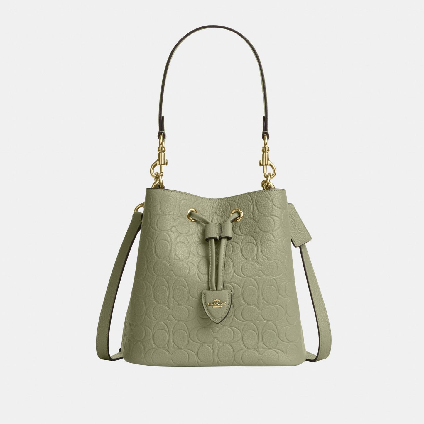 CEA96-Rowan Bucket Bag in Signature Pebbled Leather-Im/Pistachio