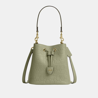 CEA96-Rowan Bucket Bag in Signature Pebbled Leather-Im/Pistachio