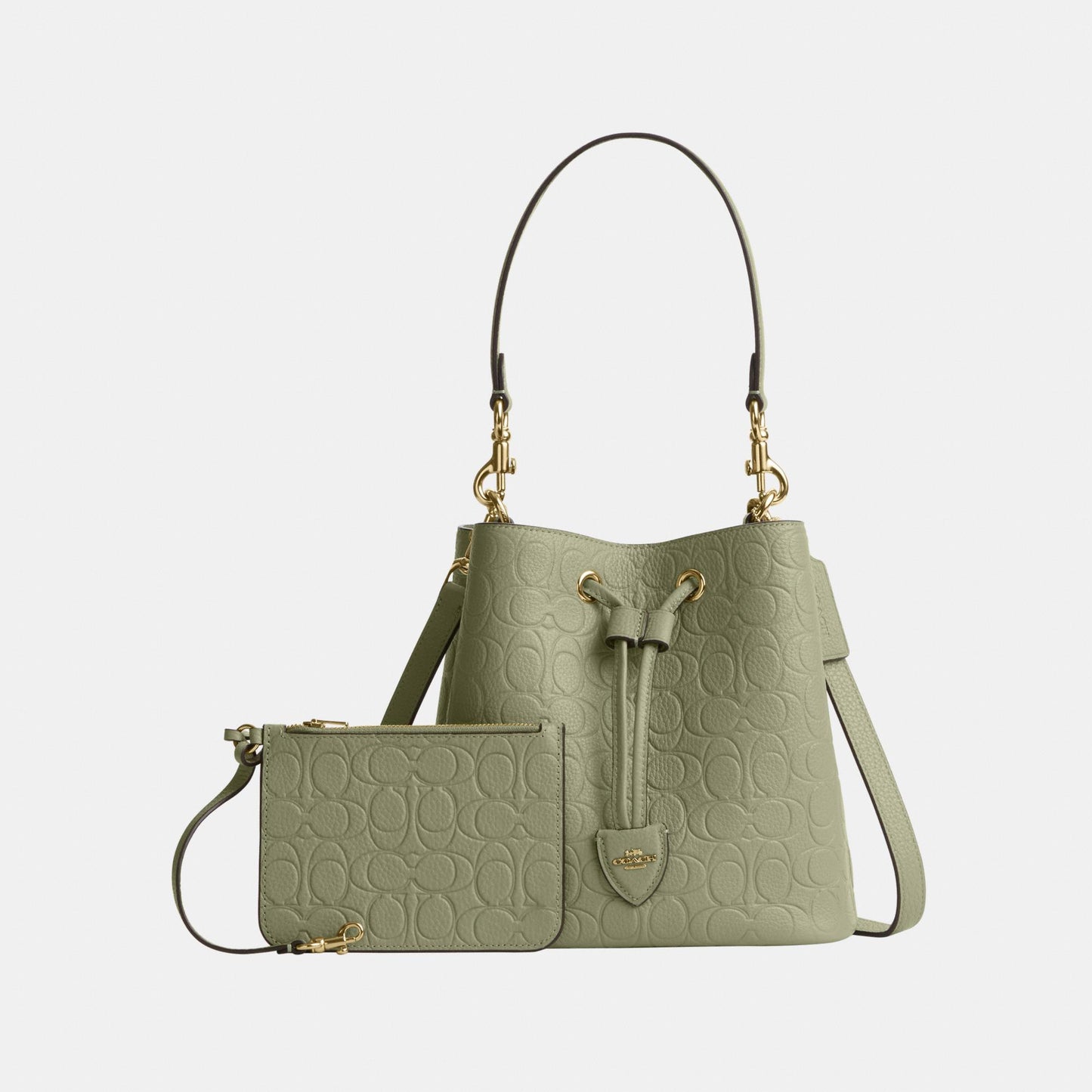 CEA96-Rowan Bucket Bag in Signature Pebbled Leather-Im/Pistachio