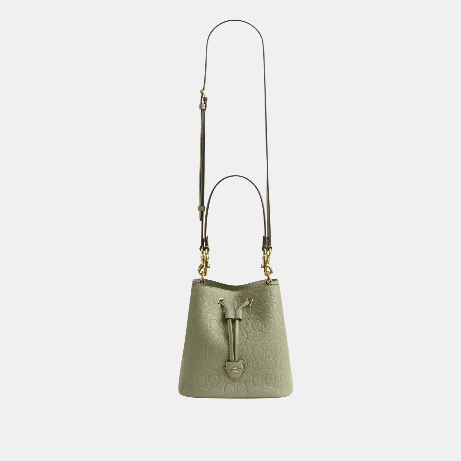 CEA96-Rowan Bucket Bag in Signature Pebbled Leather-Im/Pistachio