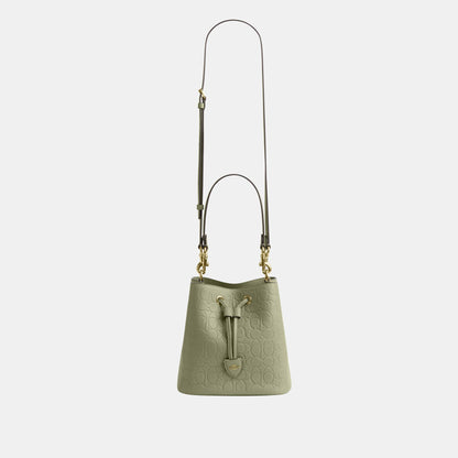 CEA96-Rowan Bucket Bag in Signature Pebbled Leather-Im/Pistachio