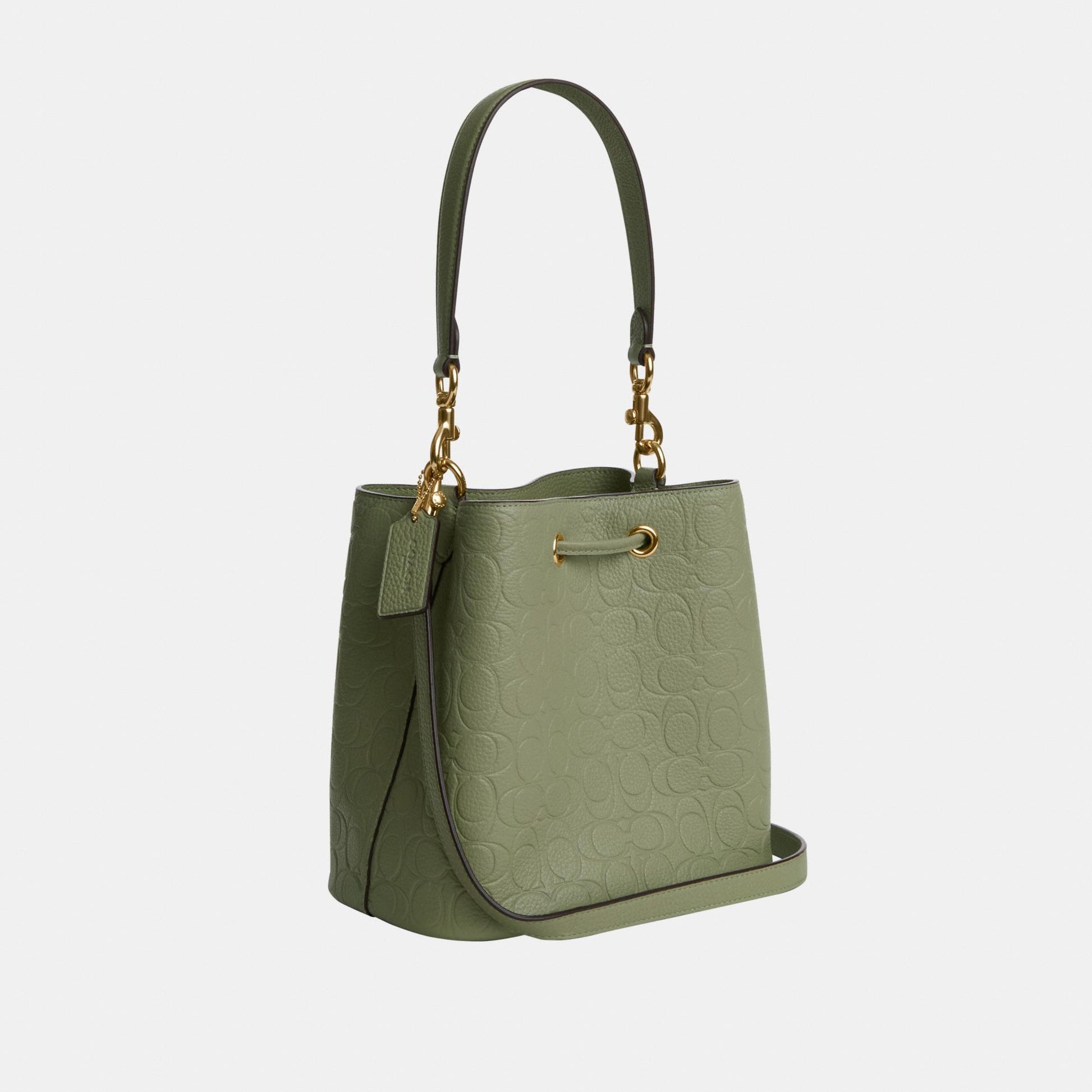 CEA96-Rowan Bucket Bag in Signature Pebbled Leather-Im/Pistachio