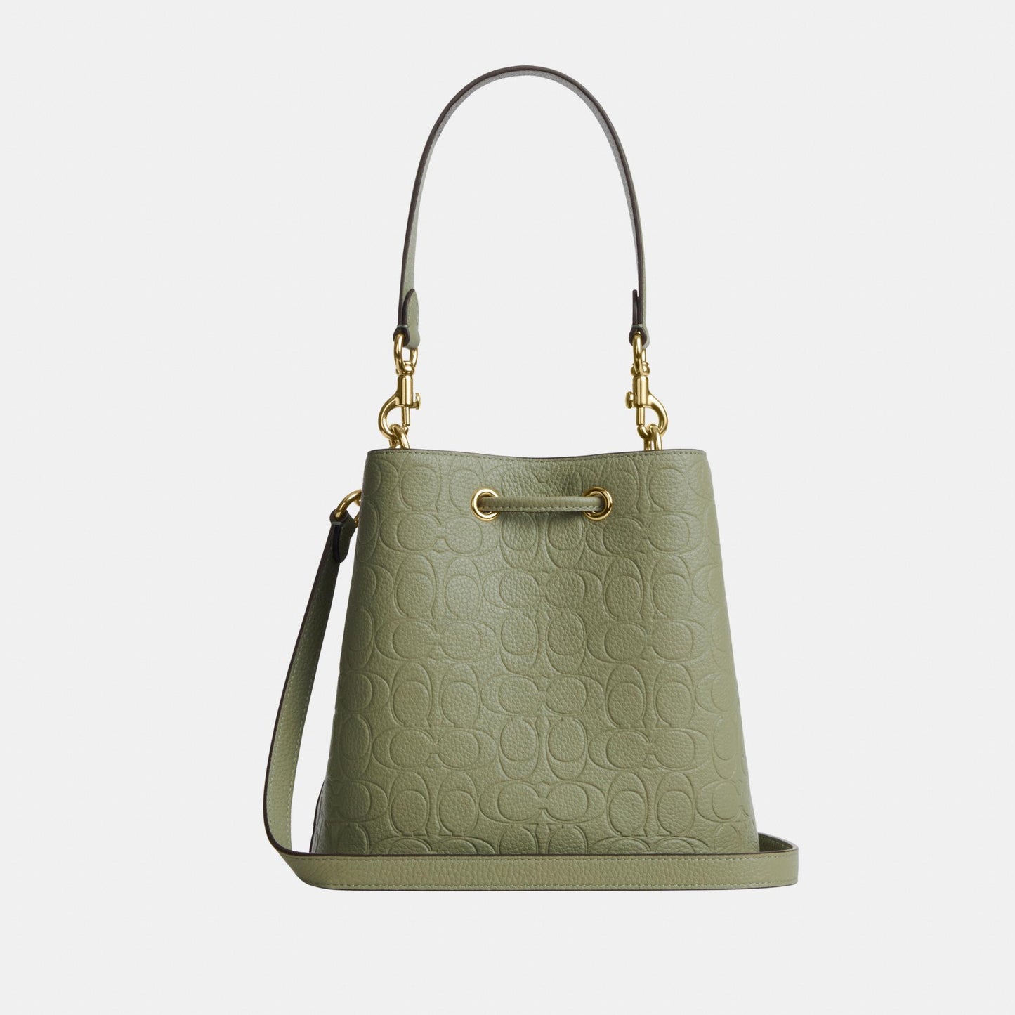 CEA96-Rowan Bucket Bag in Signature Pebbled Leather-Im/Pistachio