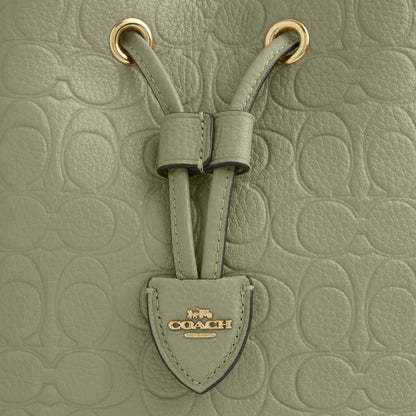 CEA96-Rowan Bucket Bag in Signature Pebbled Leather-Im/Pistachio