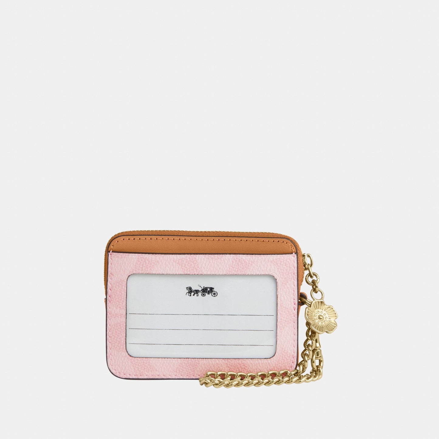 CEC50-Zip Card Case in Signature Canvas with Charm-Im/Powder Pink