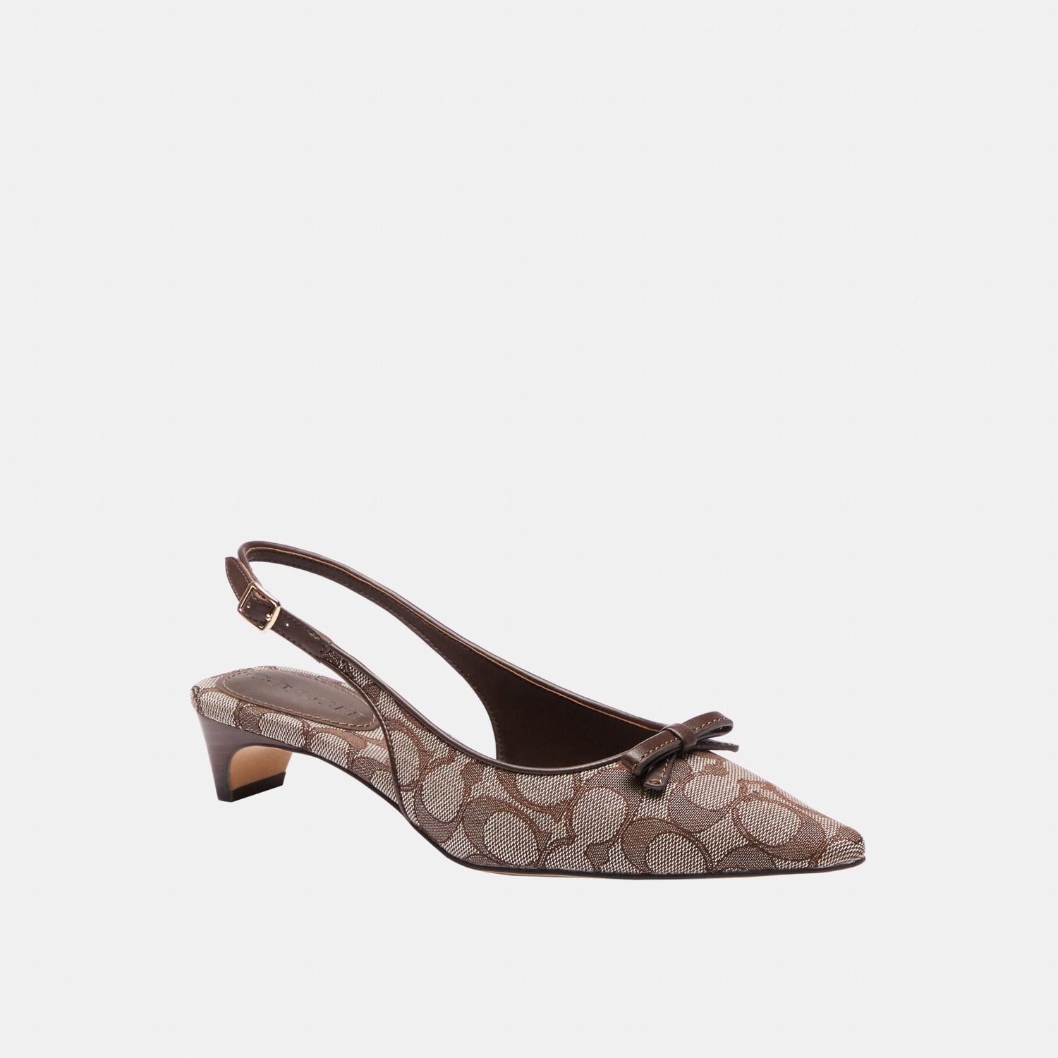 CEE13-Bow Slingback Heel in Signature Jacquard-Oak/Maple