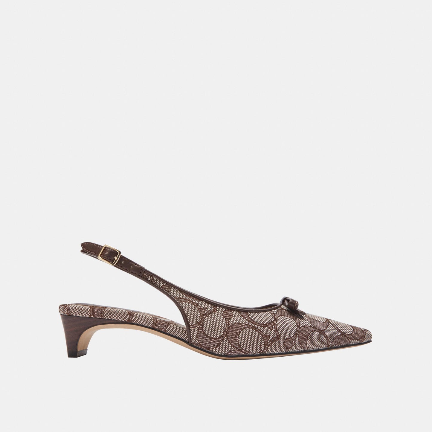 CEE13-Bow Slingback Heel in Signature Jacquard-Oak/Maple