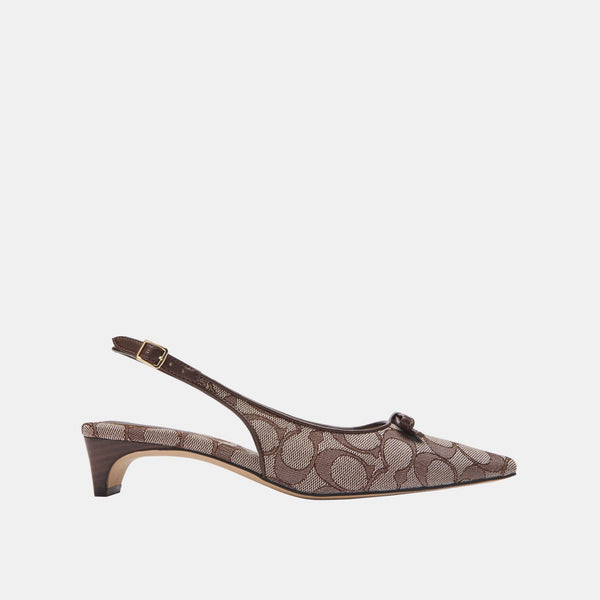Bow Slingback Heel in Signature Jacquard