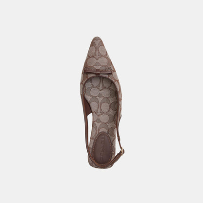 CEE13-Bow Slingback Heel in Signature Jacquard-Oak/Maple