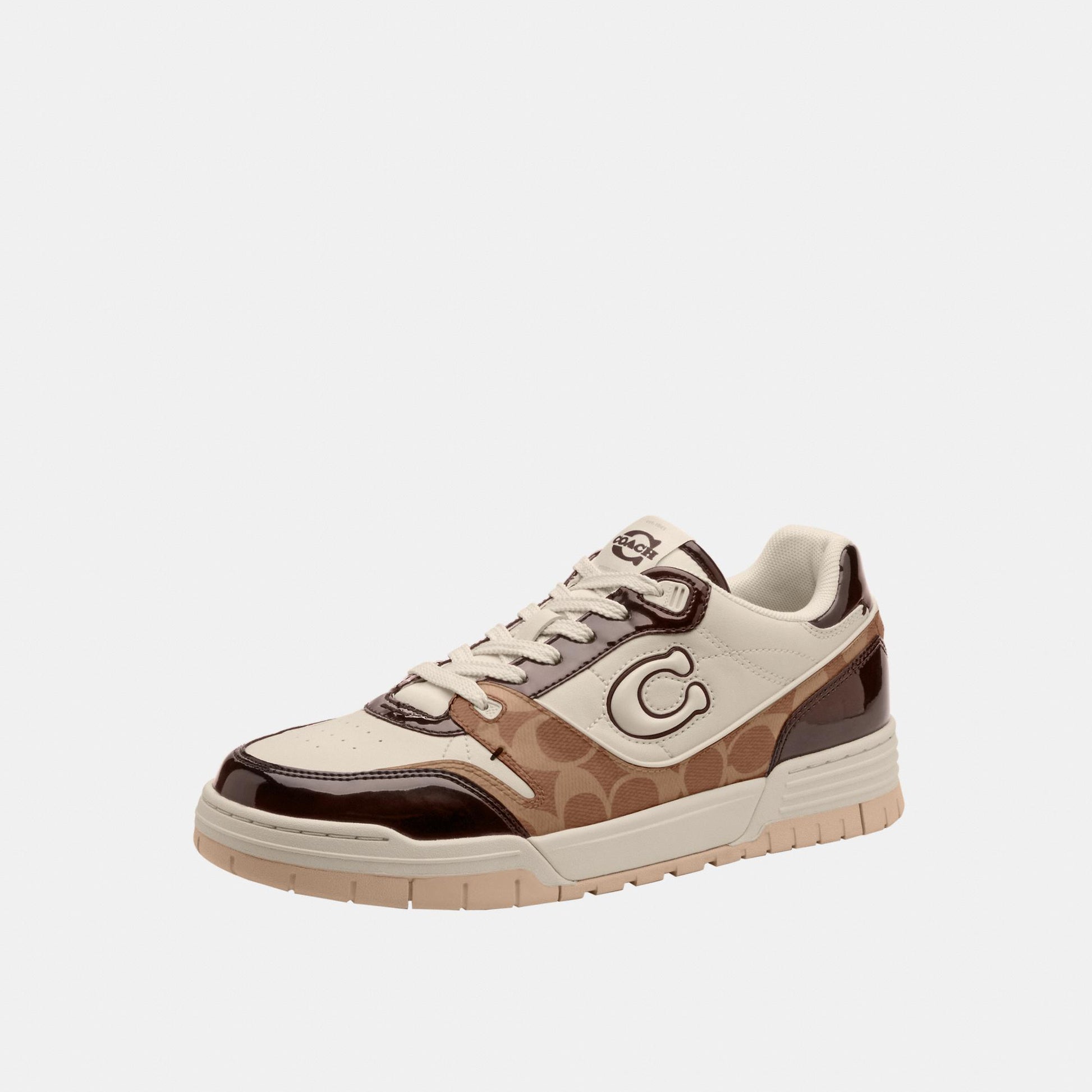 CEE45-Coach Soho Sneaker with Patent Signature-Brown/Maple