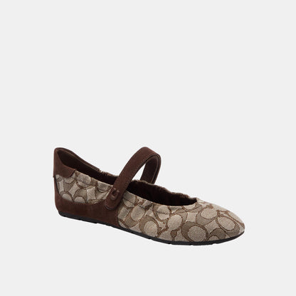 CEE55-Coach Mary Jane Sneaker with Signature Jacquard-Maple/Oak