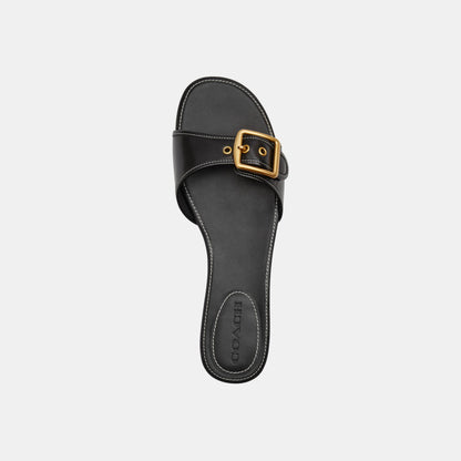 CEF11-Margot Leather Flat Sandal-Black