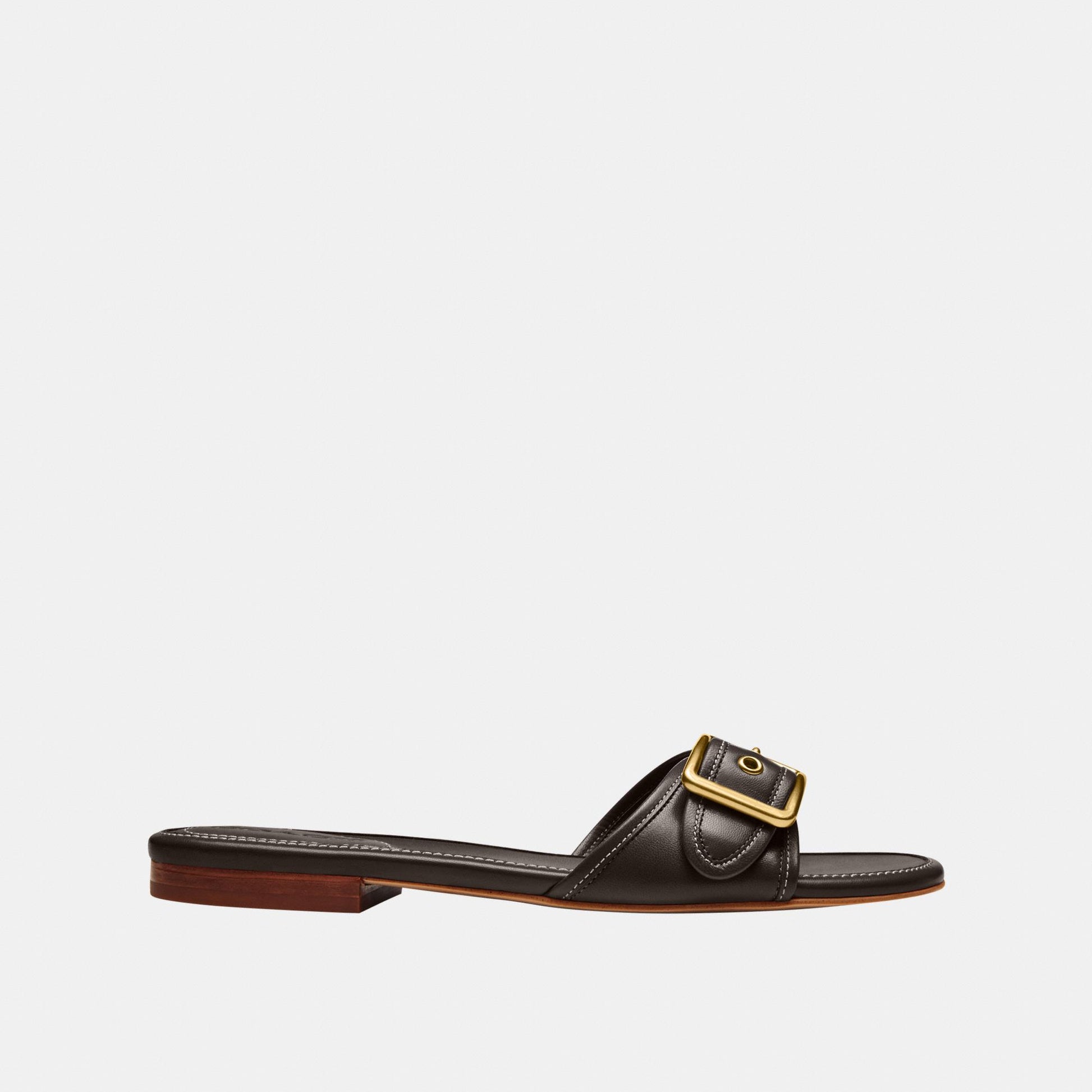 CEF11-Margot Leather Flat Sandal-Chocolate