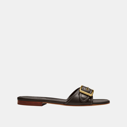 CEF11-Margot Leather Flat Sandal-Chocolate