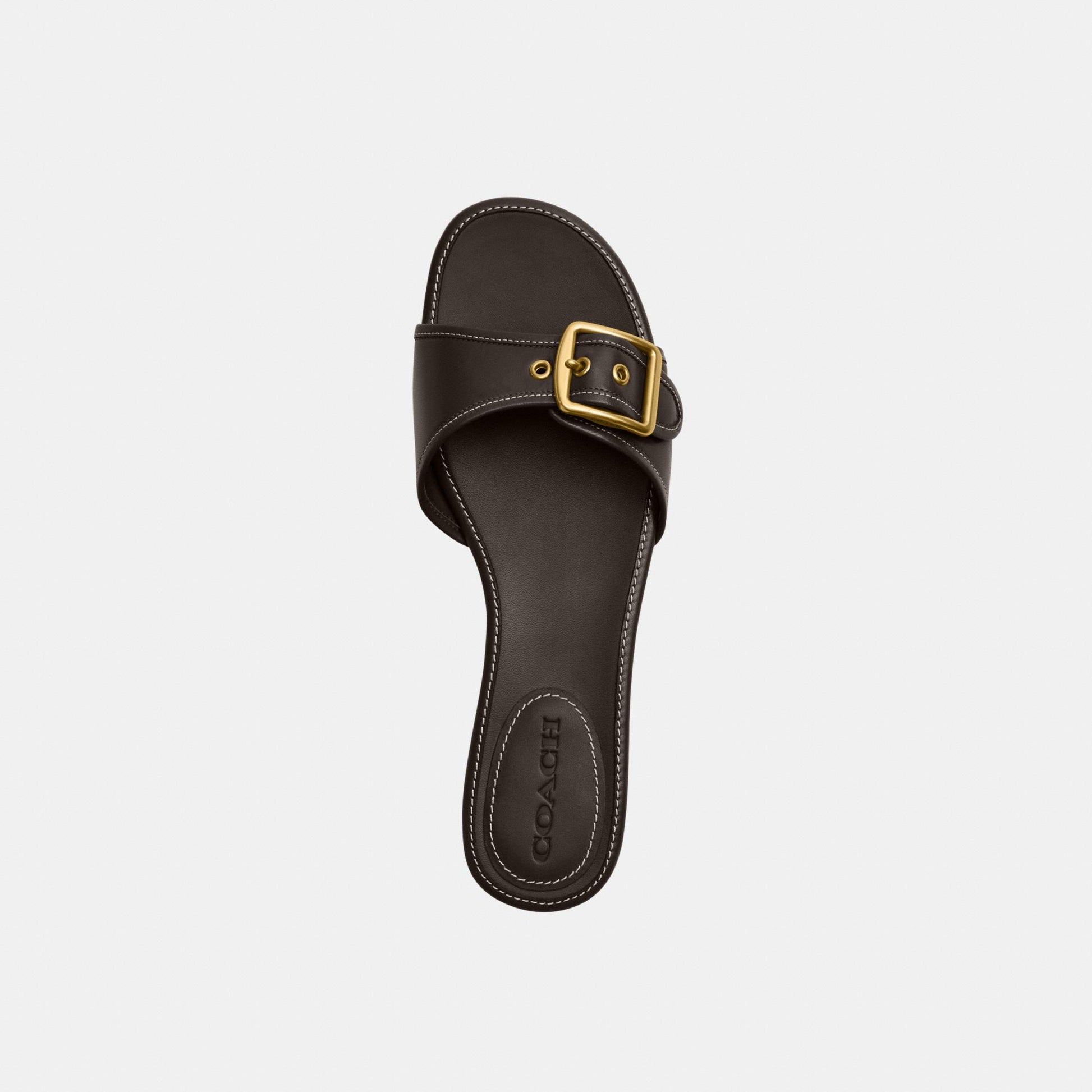 CEF11-Margot Leather Flat Sandal-Chocolate