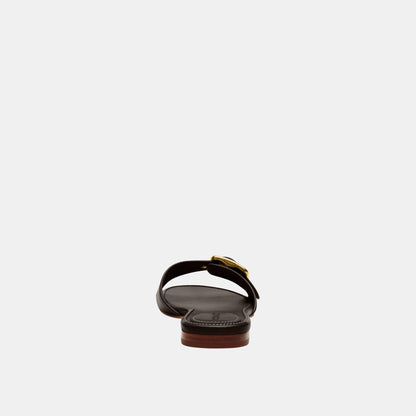 CEF11-Margot Leather Flat Sandal-Chocolate
