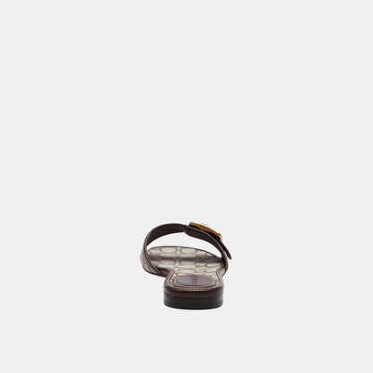 CEF12-Margot Signature Jacquard Flat Sandal-Oak/Maple