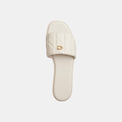 CEF42-Holly Quilted Leather Sandal-Chalk