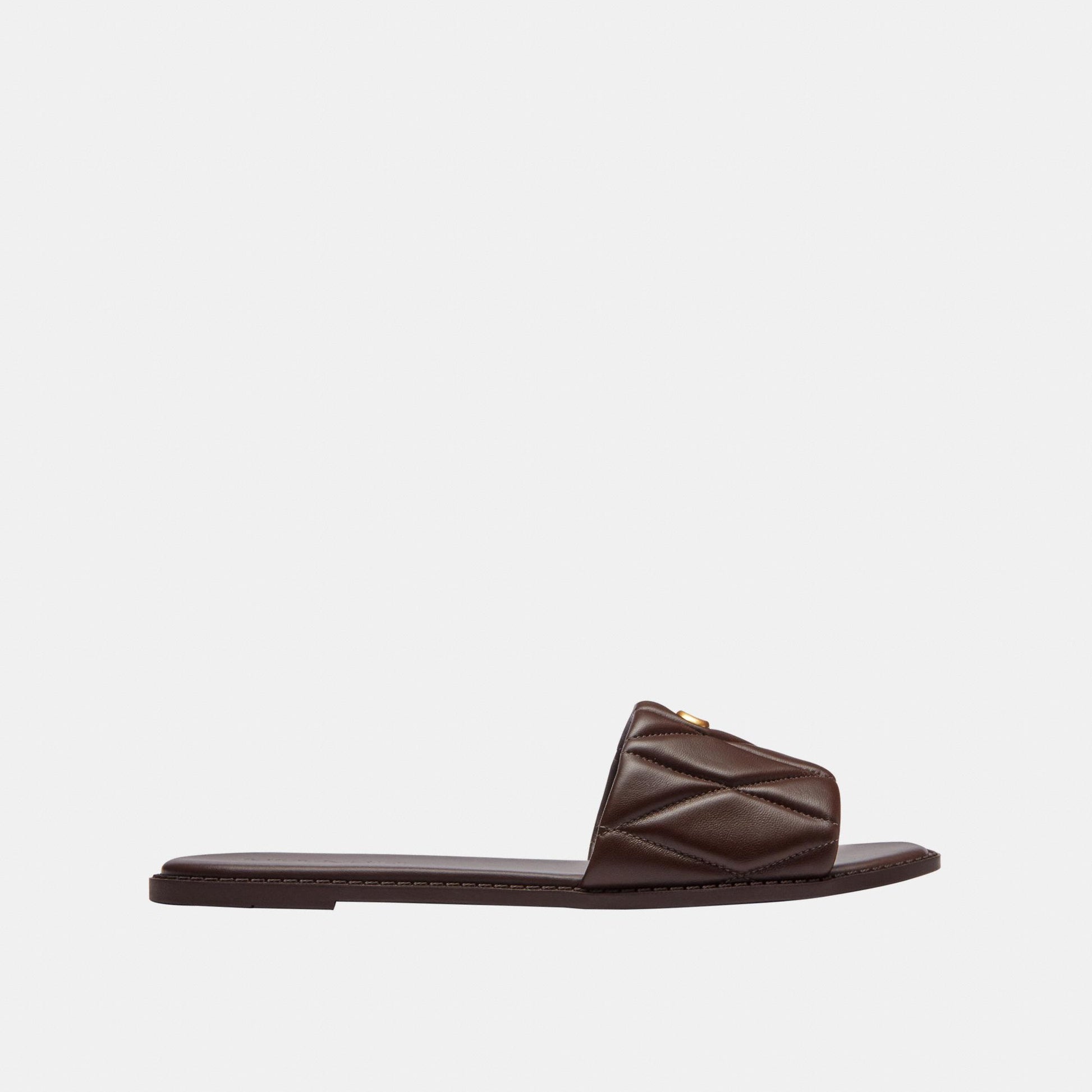CEF42-Holly Quilted Leather Sandal-Maple