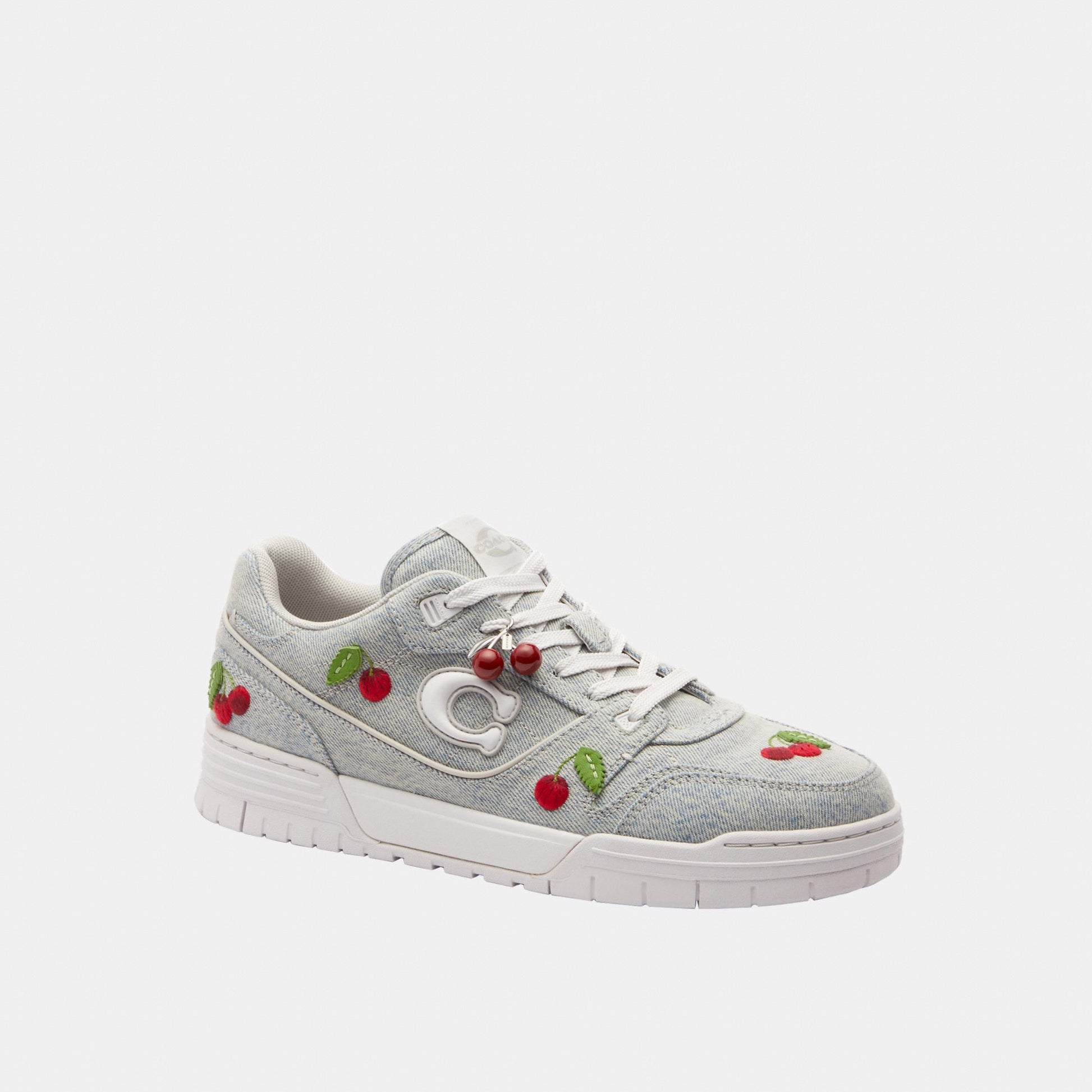 CEG42-Denim Coach Soho Sneaker with Cherries-Denim/Optic White