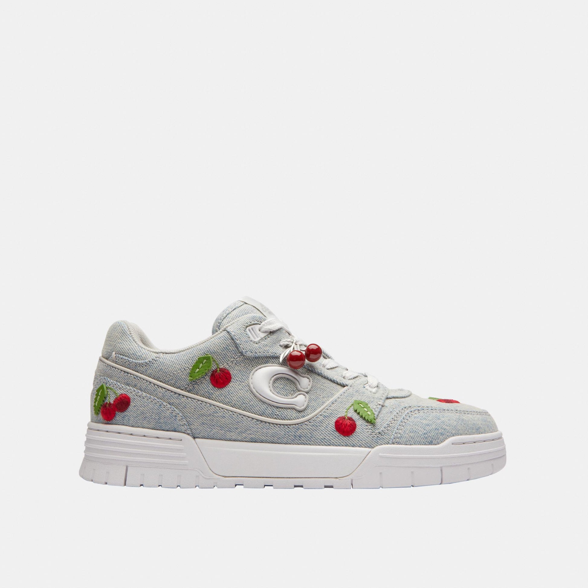 CEG42-Denim Coach Soho Sneaker with Cherries-Denim/Optic White