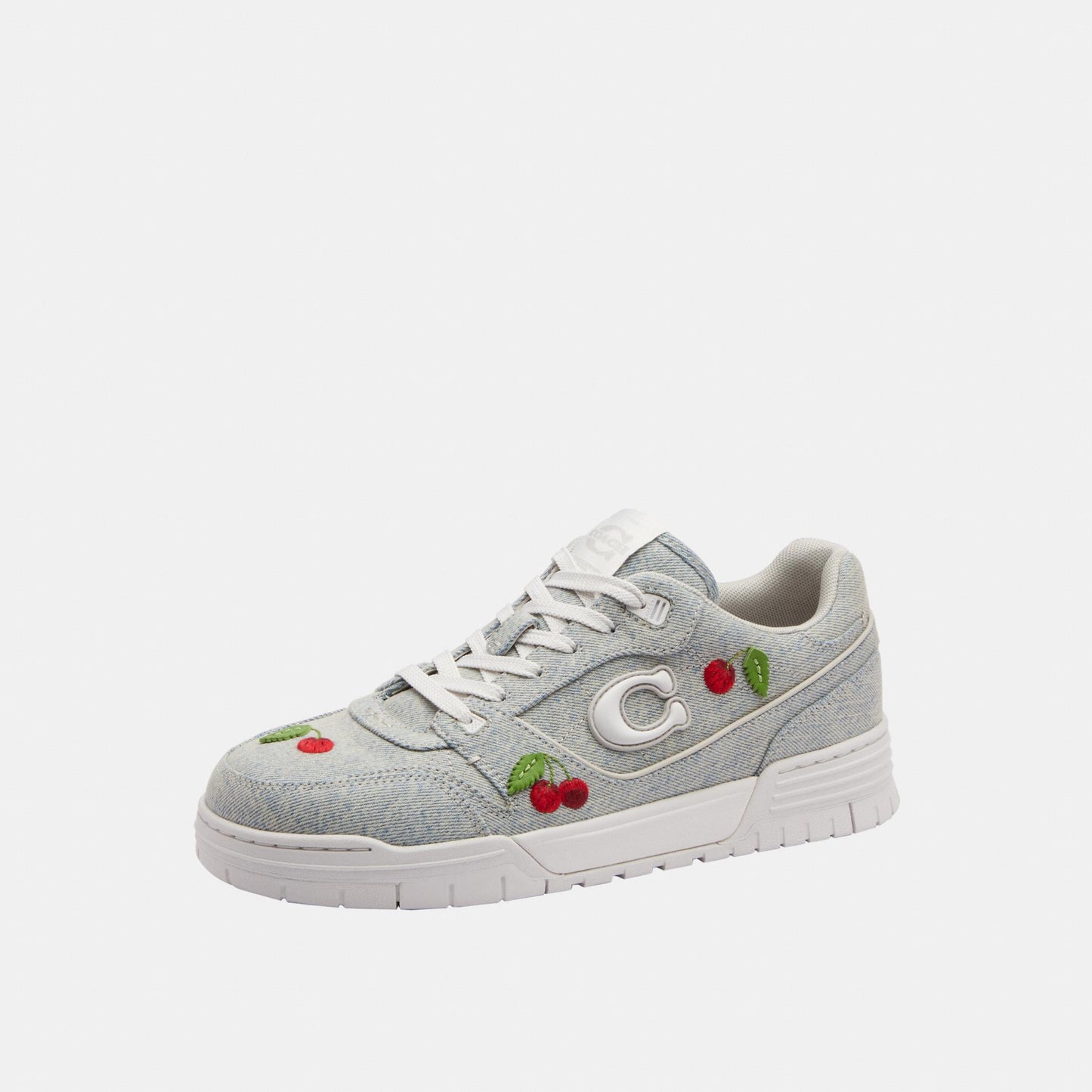 CEG42-Denim Coach Soho Sneaker with Cherries-Denim/Optic White