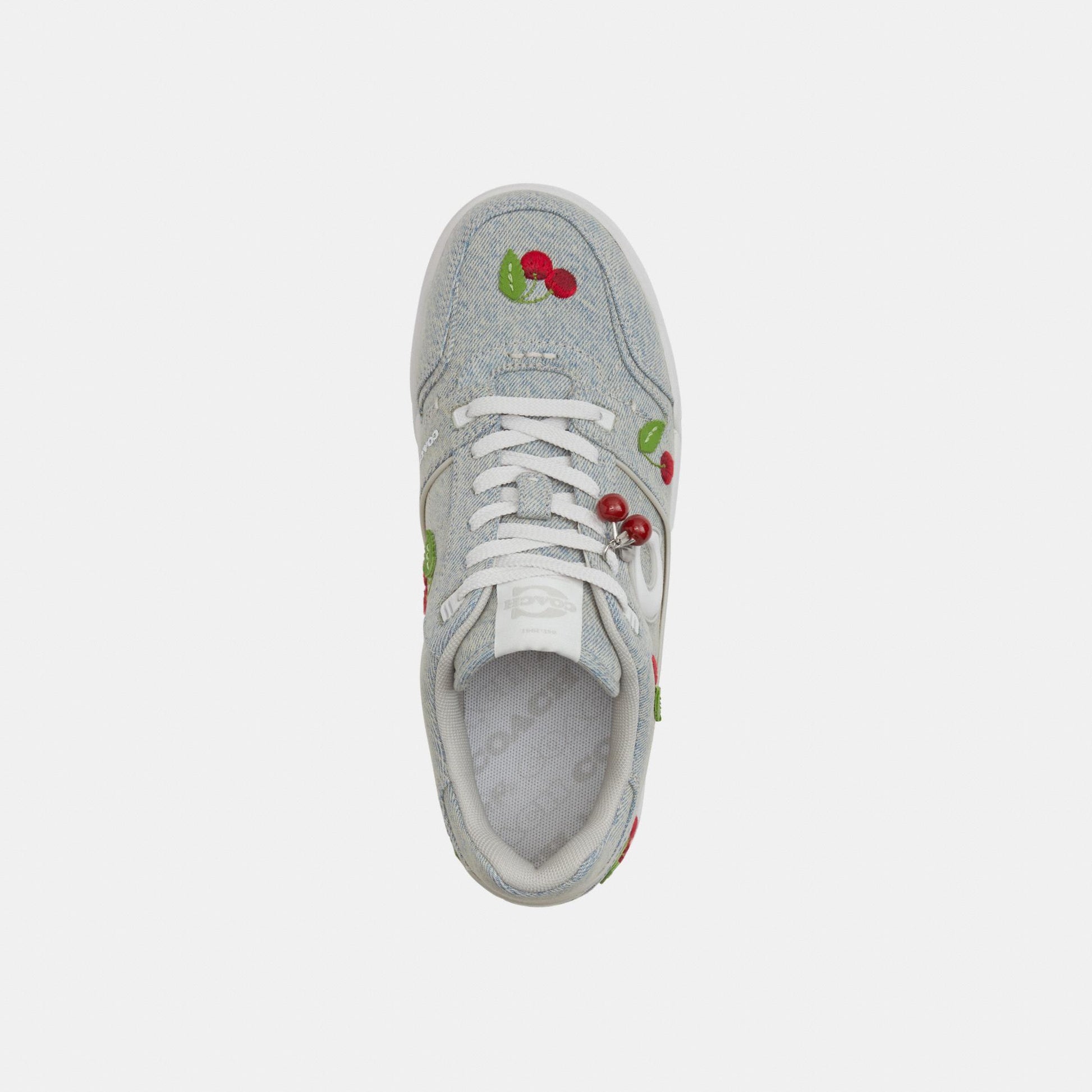 CEG42-Denim Coach Soho Sneaker with Cherries-Denim/Optic White