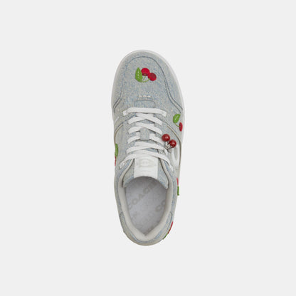 CEG42-Denim Coach Soho Sneaker with Cherries-Denim/Optic White