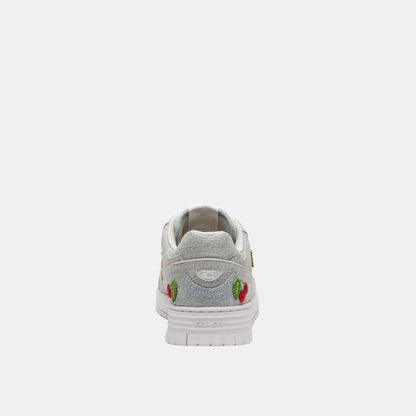 CEG42-Denim Coach Soho Sneaker with Cherries-Denim/Optic White