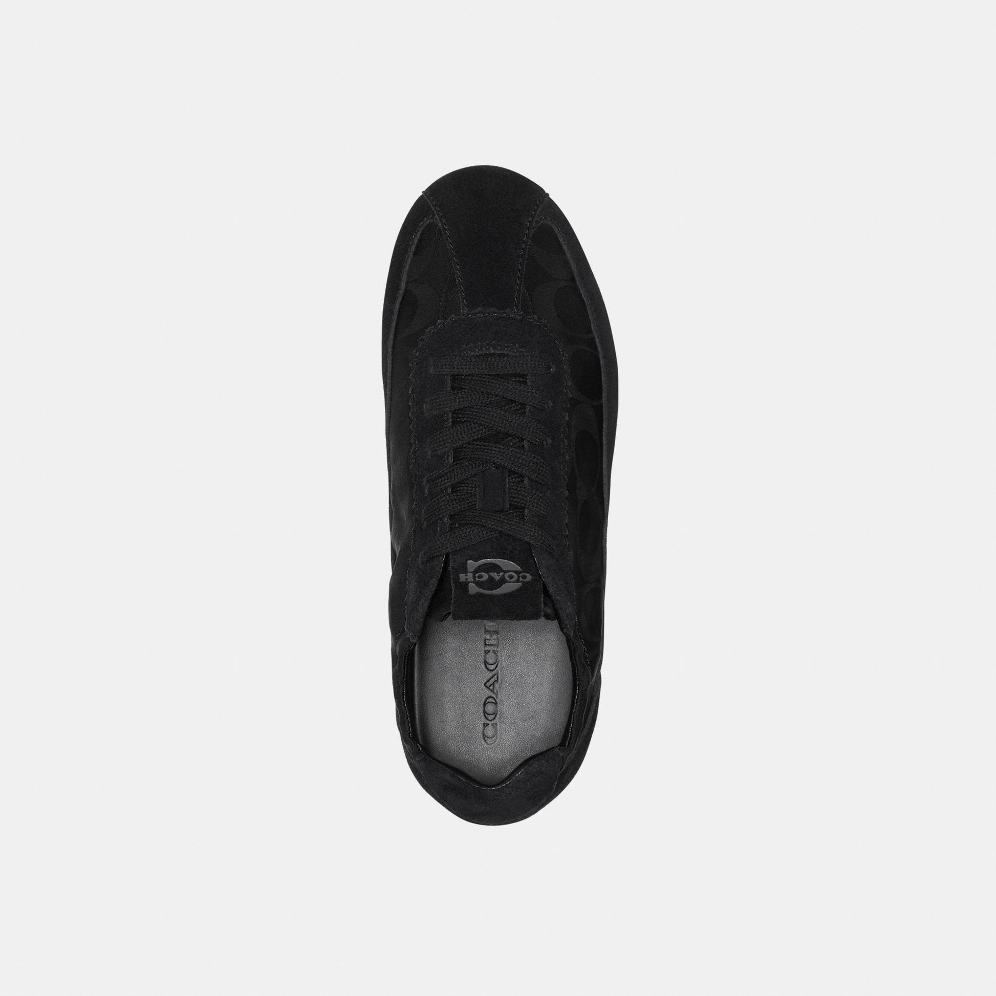 CEG73-Coach Soft Sneaker with Signature Nylon-Black
