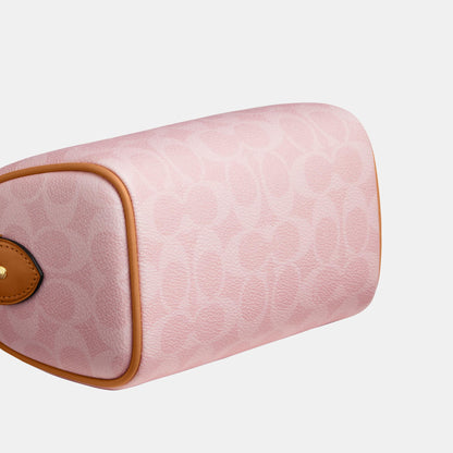 CEK79-Mini Rowan Crossbody in Signature Canvas with Heart Charm-Im/Powder Pink
