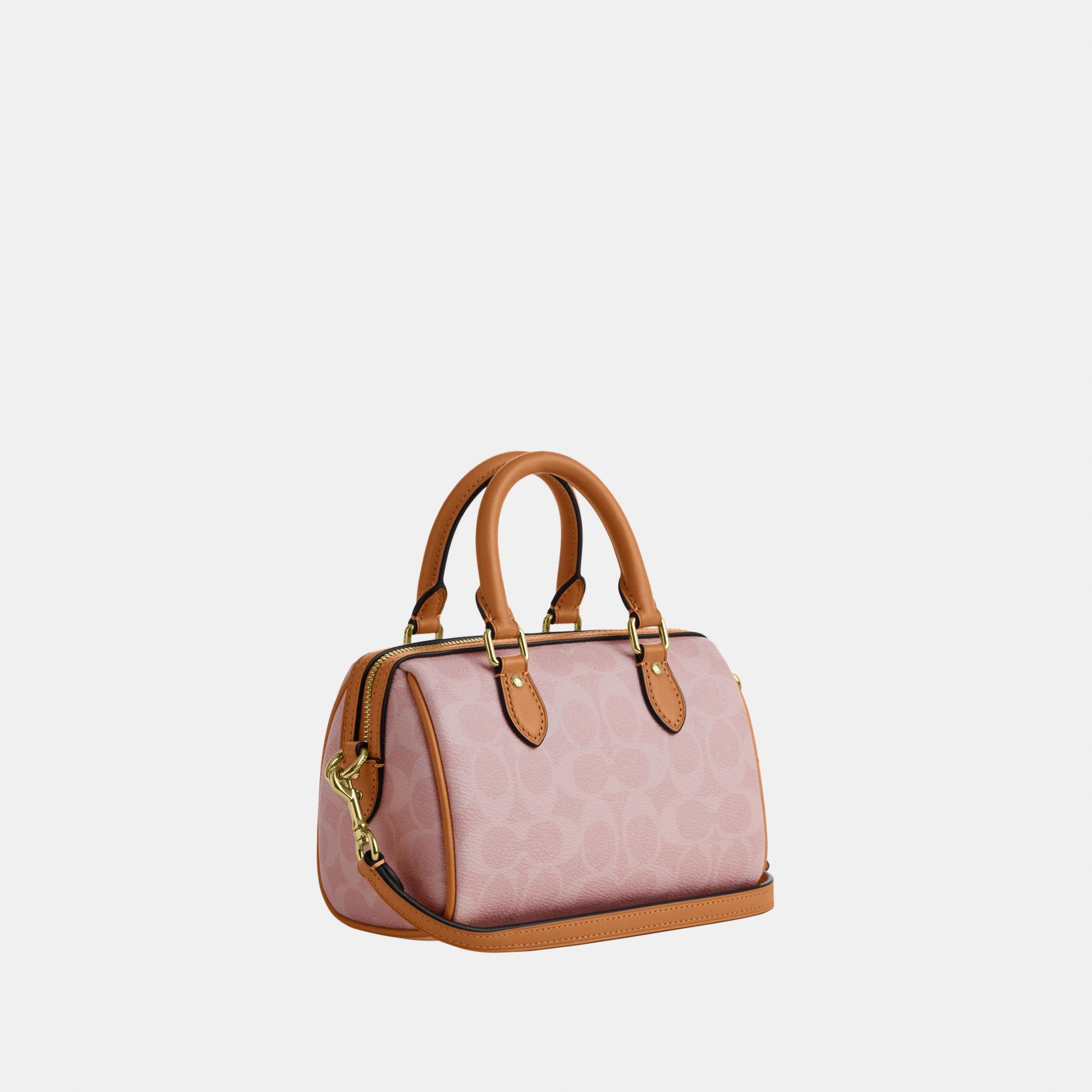 CEK79-Mini Rowan Crossbody in Signature Canvas with Heart Charm-Im/Powder Pink