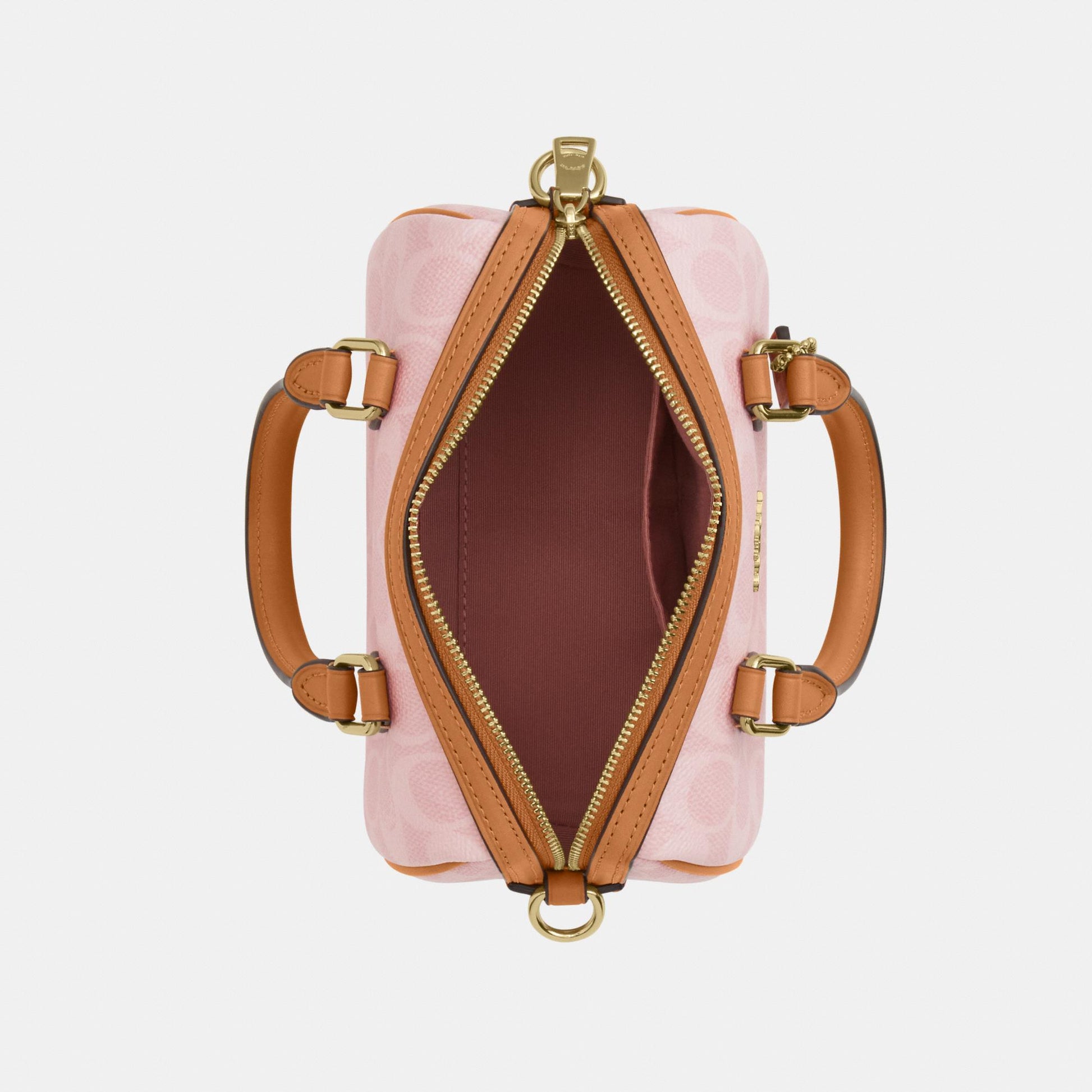 CEK79-Mini Rowan Crossbody in Signature Canvas with Heart Charm-Im/Powder Pink
