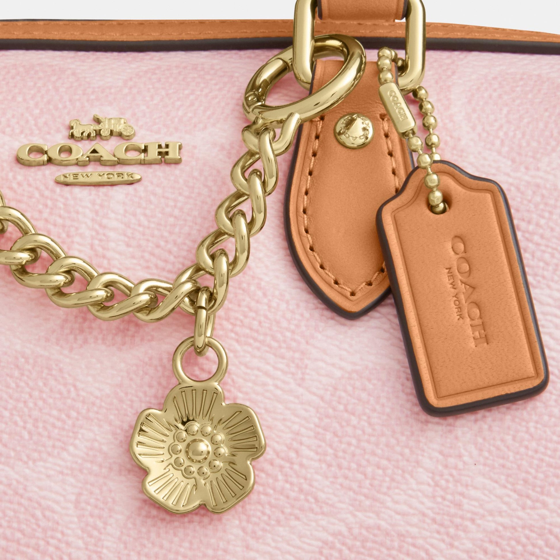 CEK79-Mini Rowan Crossbody in Signature Canvas with Heart Charm-Im/Powder Pink
