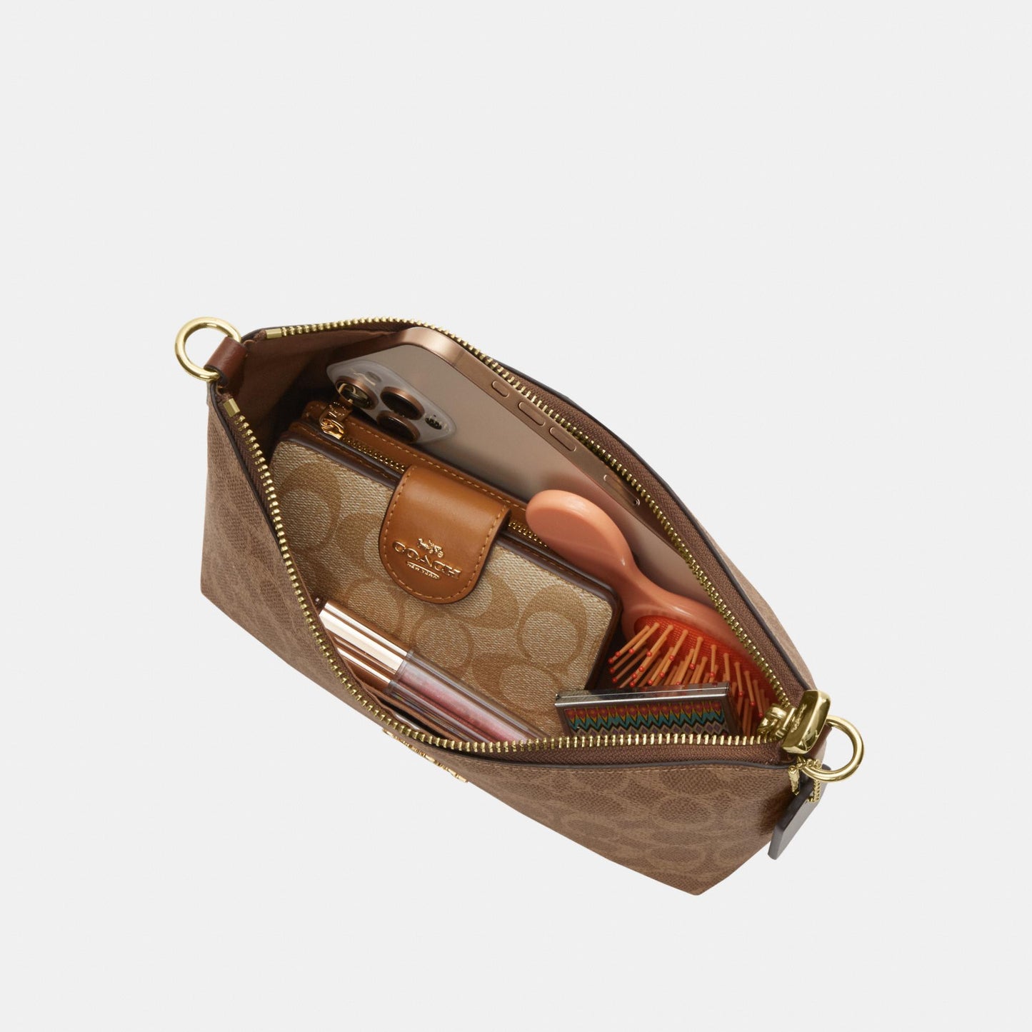 CEK80-Caitlin Shoulder Bag in Signature Canvas-Im/Tan/Brown