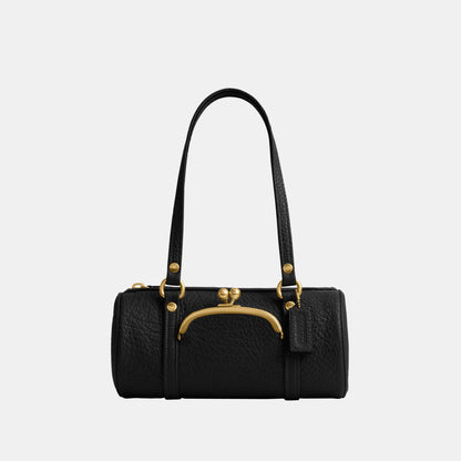 CEM05-The Coach Originals Textured Pebble Leather Kisslock Barrel Bag 28-B4/Black