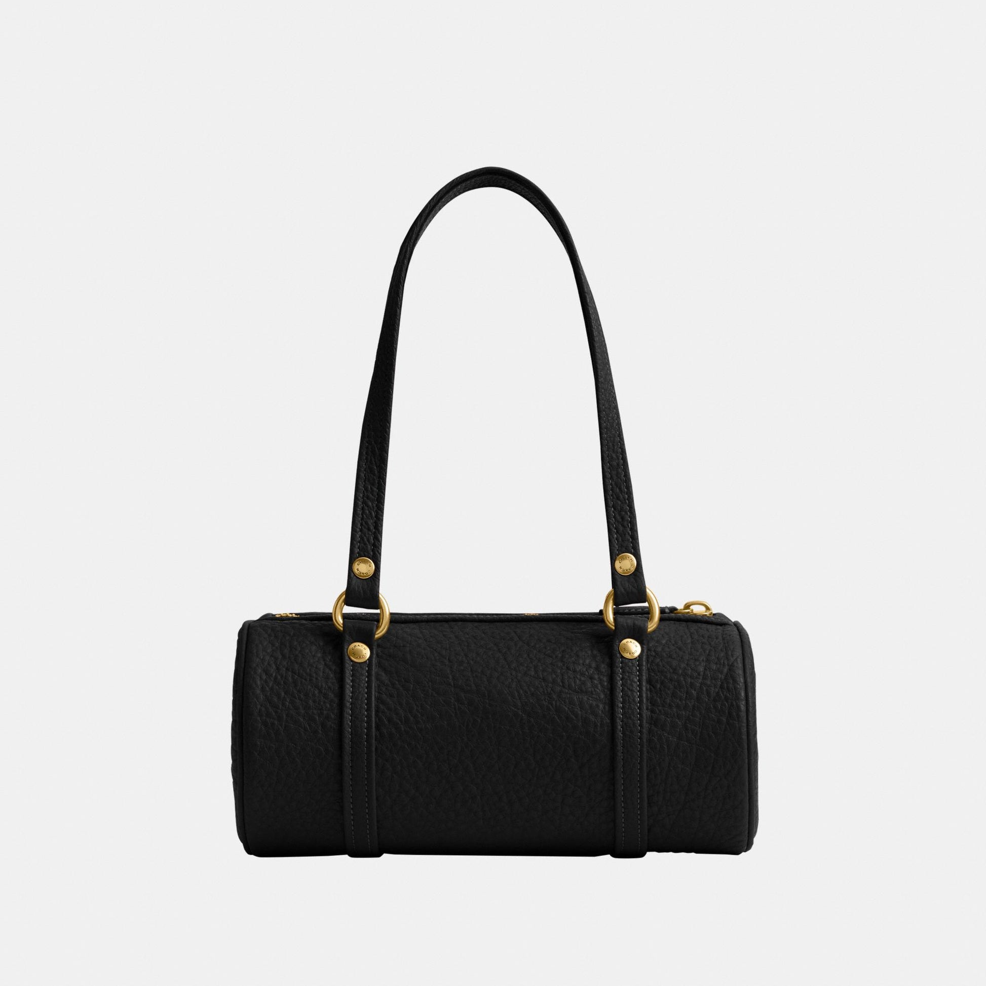 CEM05-The Coach Originals Textured Pebble Leather Kisslock Barrel Bag 28-B4/Black