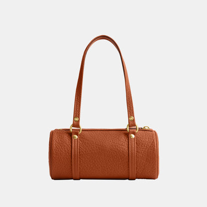 CEM05-The Coach Originals Textured Pebble Leather Kisslock Barrel Bag 28-B4/Amber Brown