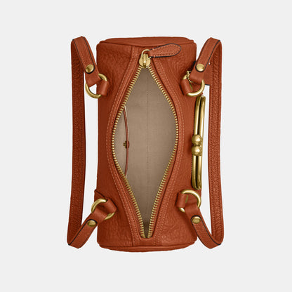 CEM05-The Coach Originals Textured Pebble Leather Kisslock Barrel Bag 28-B4/Amber Brown