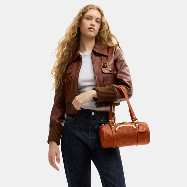 The Coach Originals Textured Pebble Leather Kisslock Barrel Bag 28