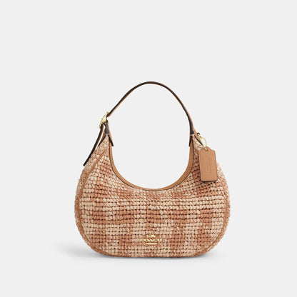 CEN02-Emily Shoulder Bag with Gingham Print-Im/Tan