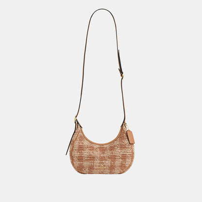 CEN02-Emily Shoulder Bag with Gingham Print-Im/Tan
