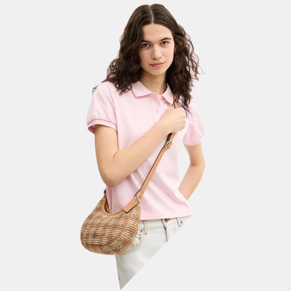 CEN02-Emily Shoulder Bag with Gingham Print-Im/Tan