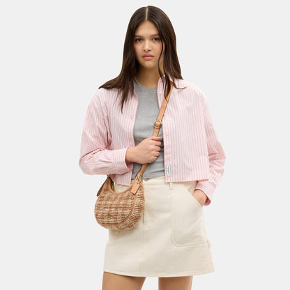 CEN02-Emily Shoulder Bag with Gingham Print-Im/Tan