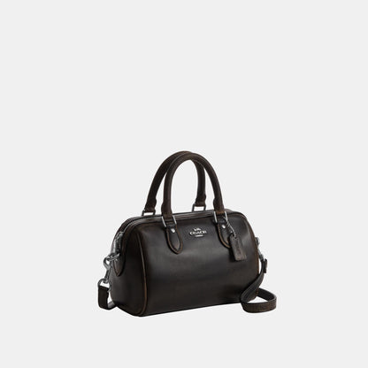 CEN22-Mini Rowan Crossbody Bag in Loved Leather-Sv/Black Brown