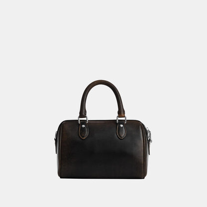 CEN22-Mini Rowan Crossbody Bag in Loved Leather-Sv/Black Brown