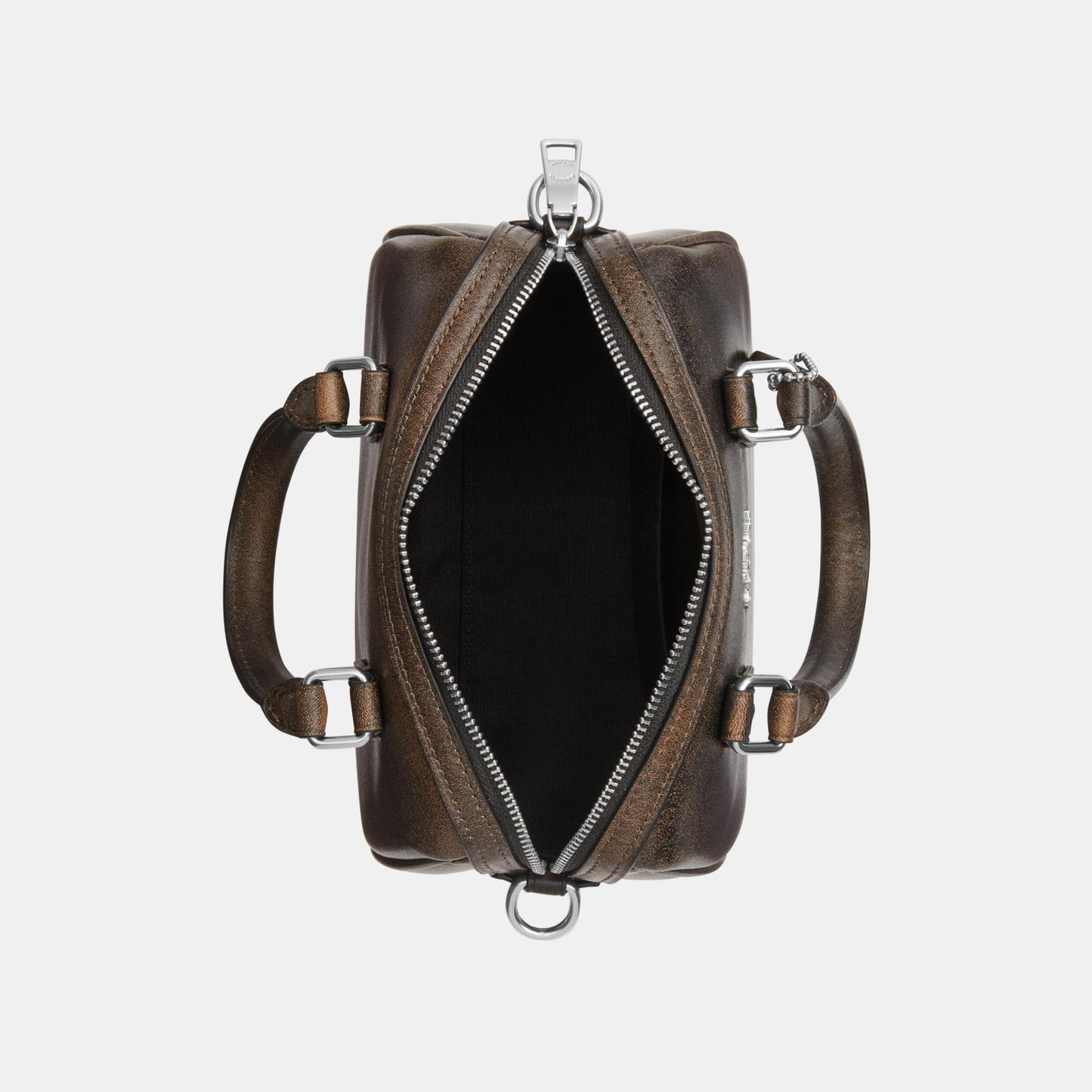 CEN22-Mini Rowan Crossbody Bag in Loved Leather-Sv/Black Brown
