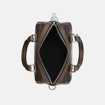 CEN22-Mini Rowan Crossbody Bag in Loved Leather-Sv/Black Brown