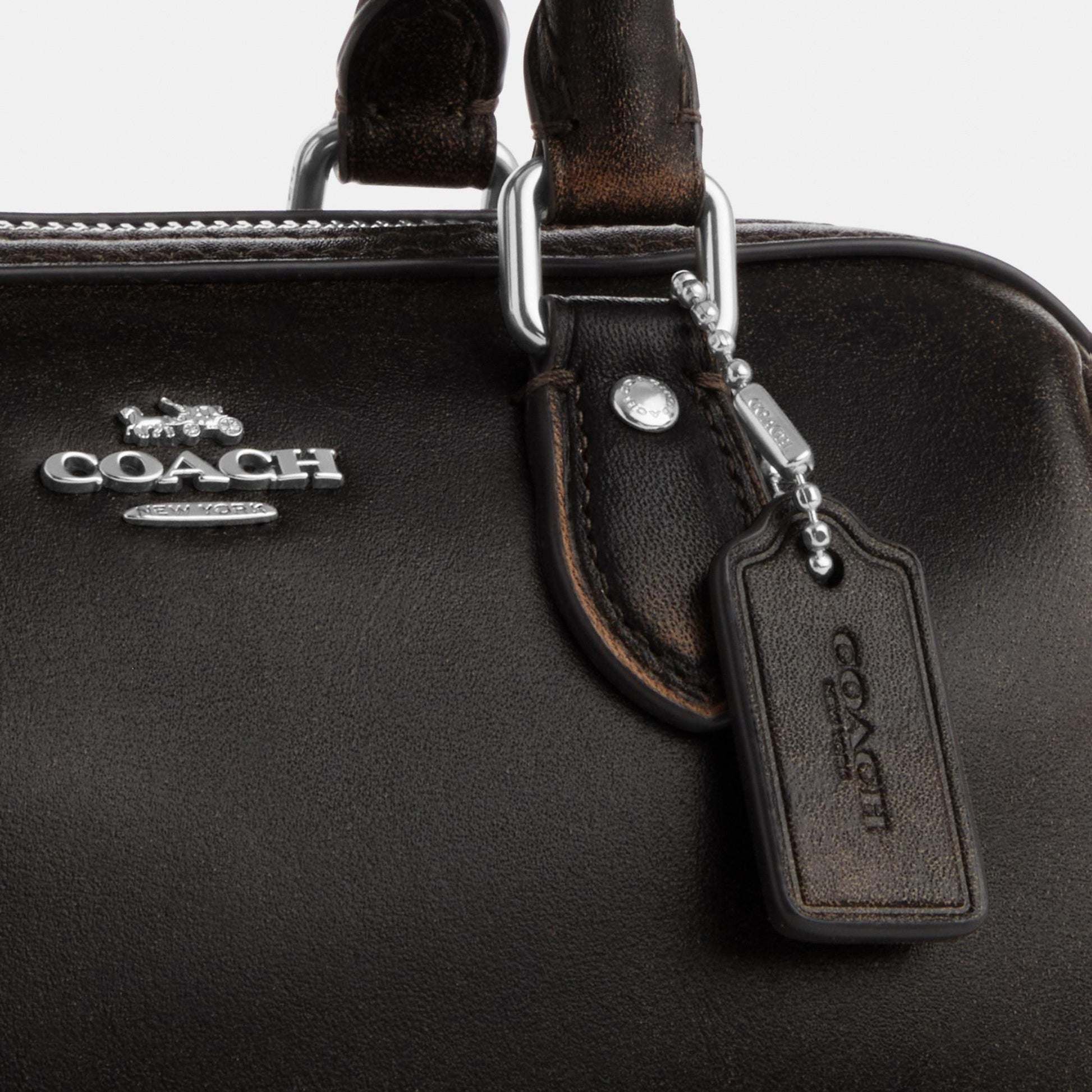 CEN22-Mini Rowan Crossbody Bag in Loved Leather-Sv/Black Brown
